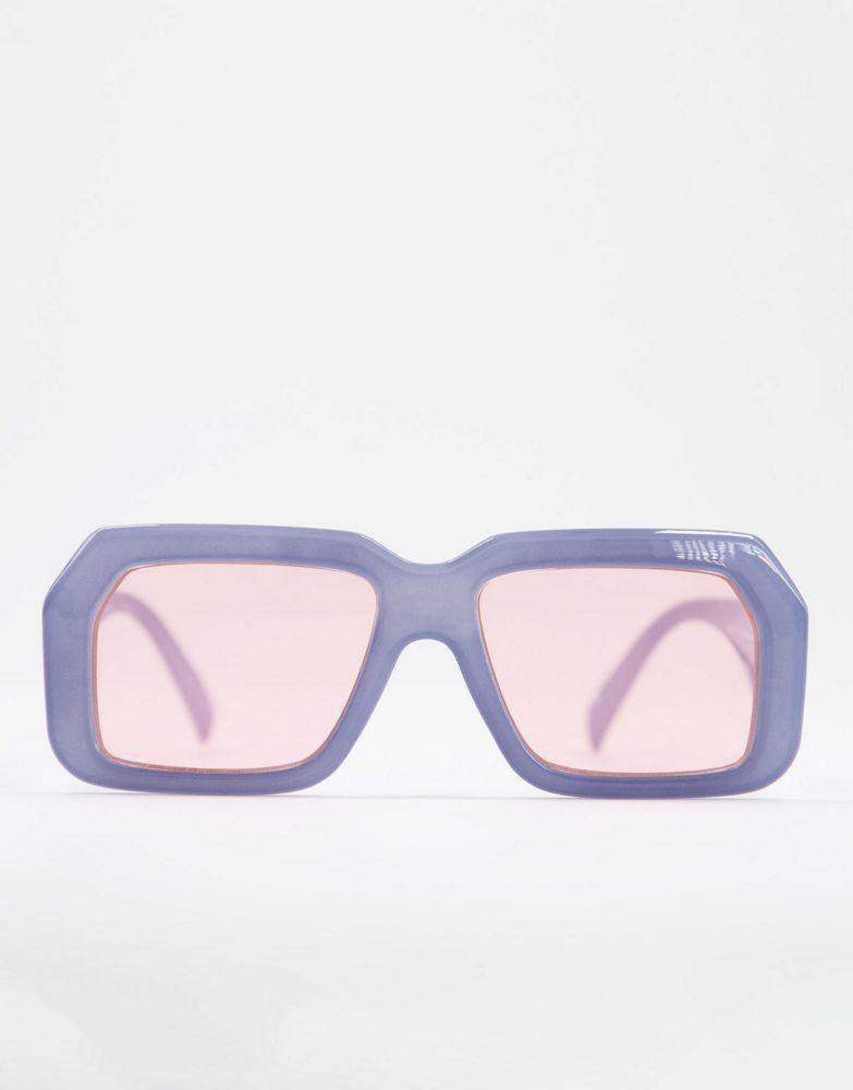 ASOS DESIGN oversized retro sunglasses in blue with pink lens - MBLUE商品第3张图片规格展示