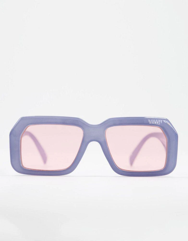 商品ASOS|ASOS DESIGN oversized retro sunglasses in blue with pink lens - MBLUE,价格¥47,第3张图片详细描述