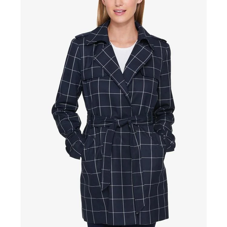 商品Tommy Hilfiger|Plaid Wrap 风衣,价格¥505,第1张图片