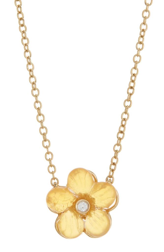 Crystal Floral Pendant Necklace商品第1张图片规格展示