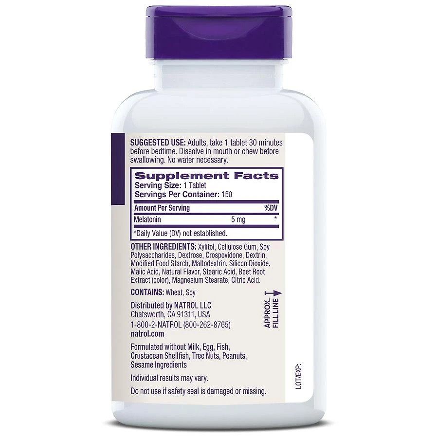 商品Natrol|褪黑素速溶片5mg 草莓味 150粒,价格¥133,第5张图片详细描述