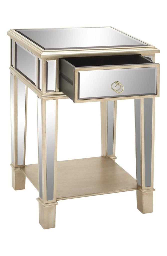商品VIVIAN LUNE HOME|Beige Wood Mirrored 1 Shelf Accent Table,价格¥2017,第2张图片详细描述