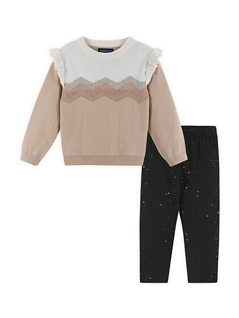Little Girl's & Girl's Ruffle Sweater & Leggings Set商品第1张图片规格展示