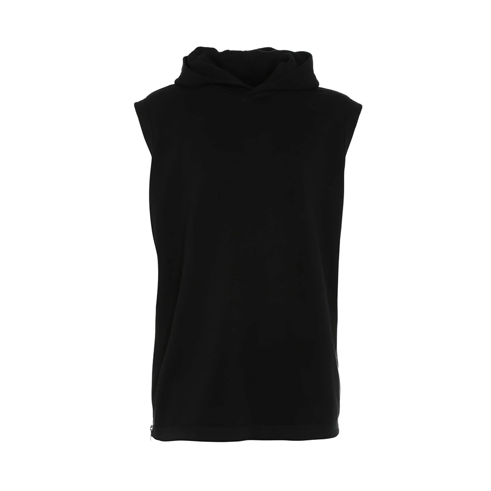 商品Givenchy|GIVENCHY 男士黑色棉质大码侧面拉链细节和不规则下摆无袖连帽卫衣 16S7219653-001,价格¥3287,第1张图片