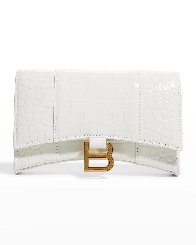 商品Balenciaga|Hourglass Shiny Mock-Croc Chain Wallet,价格¥8098,第1张图片