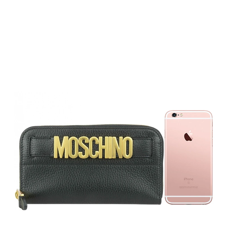 Moschino 莫斯奇诺 女士黑色拉链开合长款手拿包 7A8115-8003-0555 商品