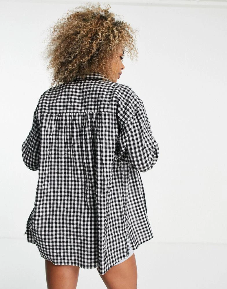 商品Topshop|Topshop co-ord gingham shirt in monochrome,价格¥223,第2张图片详细描述