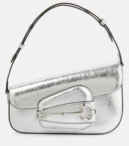 商品Gucci|Horsebit 1955 metallic leather shoulder bag,价格¥25626,第1张图片