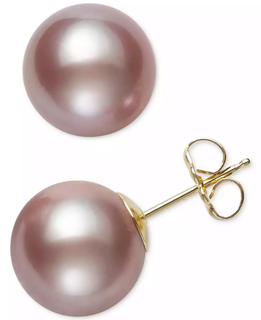 商品Belle de Mer|Pearl Earrings, 14k Gold Cultured Freshwater Pearl Stud Earrings (10mm) (Also Available in Pink Cultured Freshwater Pearl),价格¥4895,第2张图片详细描述