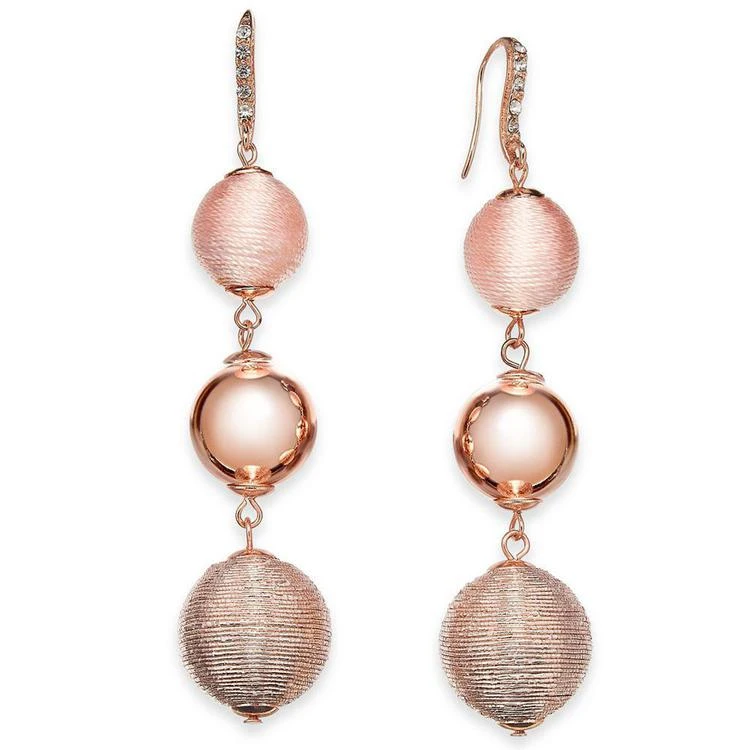 商品INC International|I.N.C. Rose Gold-Tone Wire-Wrapped Stone Triple Drop Earrings, Created for Macy's,价格¥132,第1张图片