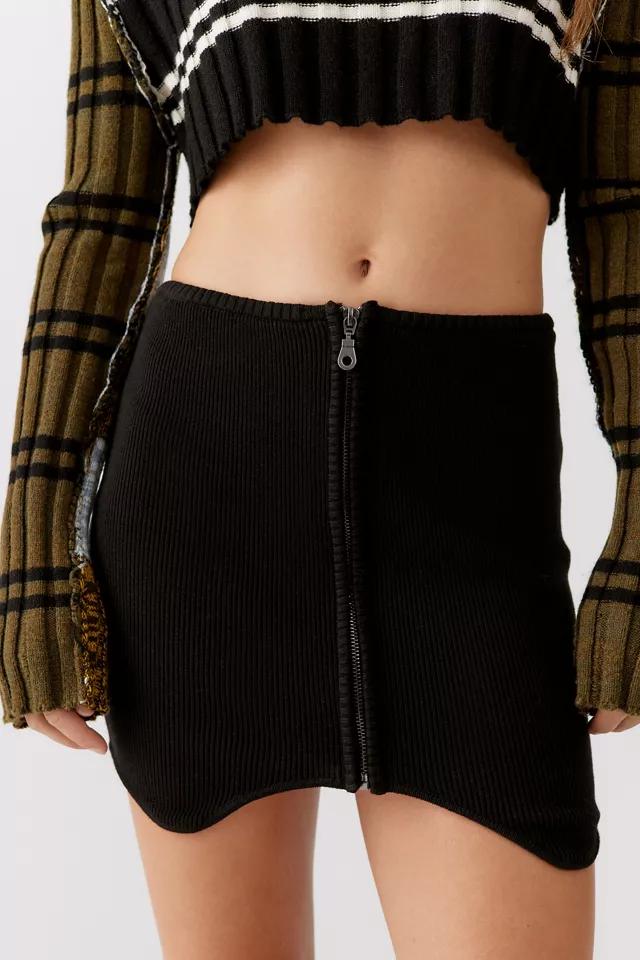 UO Iman Ribbed Zip-Front Mini Skirt商品第1张图片规格展示