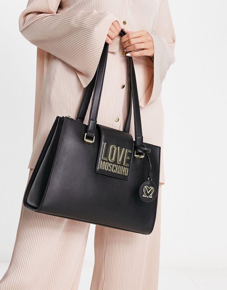 Love Moschino long handle shoulder bag in black商品第1张图片规格展示