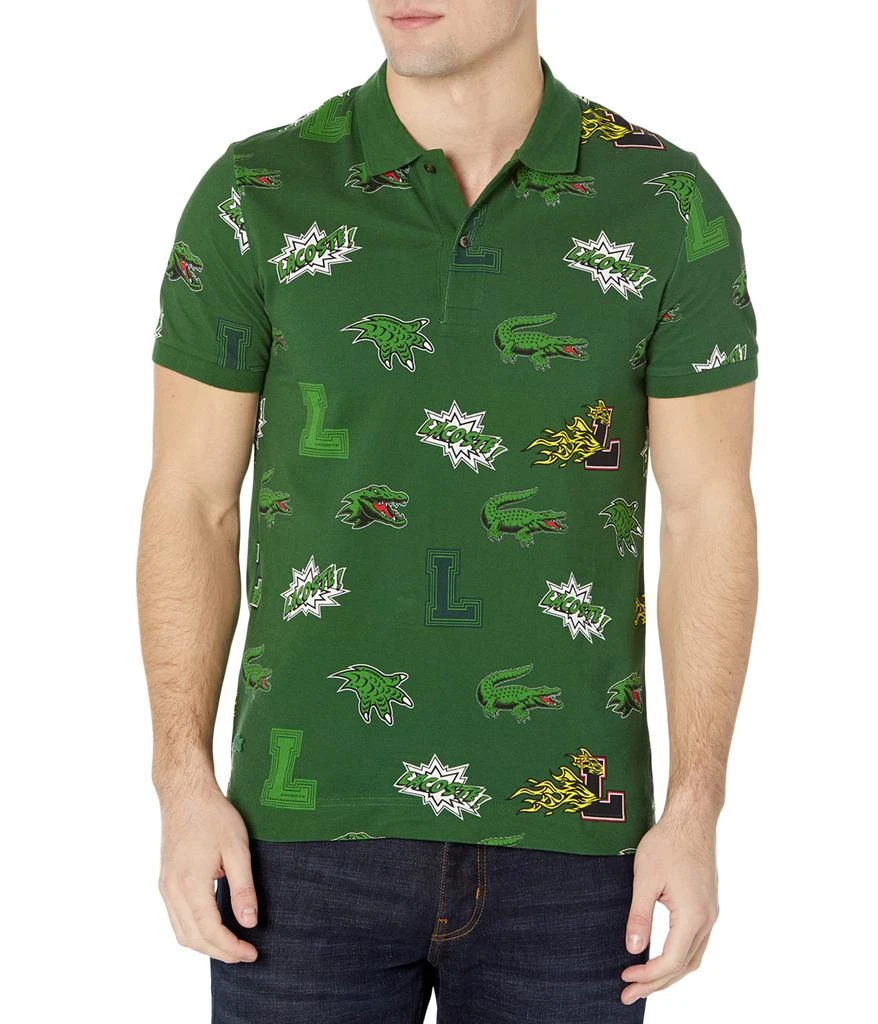 商品Lacoste|Icon Heroes Short Sleeve Polo Shirt with All Over Patch Print,价格¥741,第1张图片