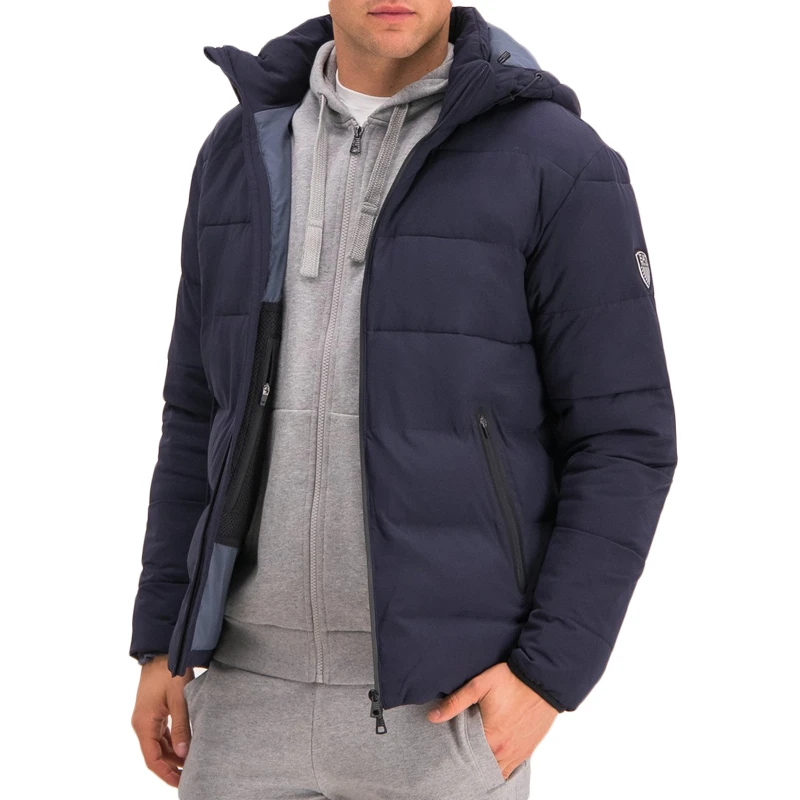 Emporio Armani 安普里奥 阿玛尼 男士黑蓝色锦纶氨纶混纺连帽棉服长袖拉链外套时尚夹克 6GPB23-NB7Z-1578 商品