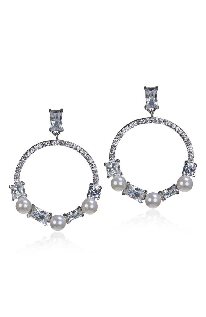 商品Kenneth Jay Lane|CZ & Imitation Pearl Ring Drop Earrings,价格¥375,第1张图片