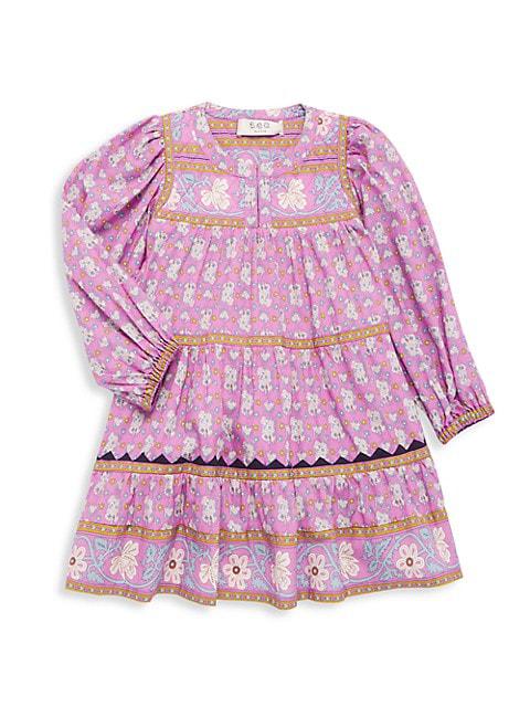Little Girl's & Girl's Perry Print Long-Sleeve Dress商品第1张图片规格展示