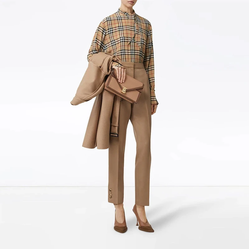 Burberry 博柏利 女士卡其色真丝衬衣 8019141 商品