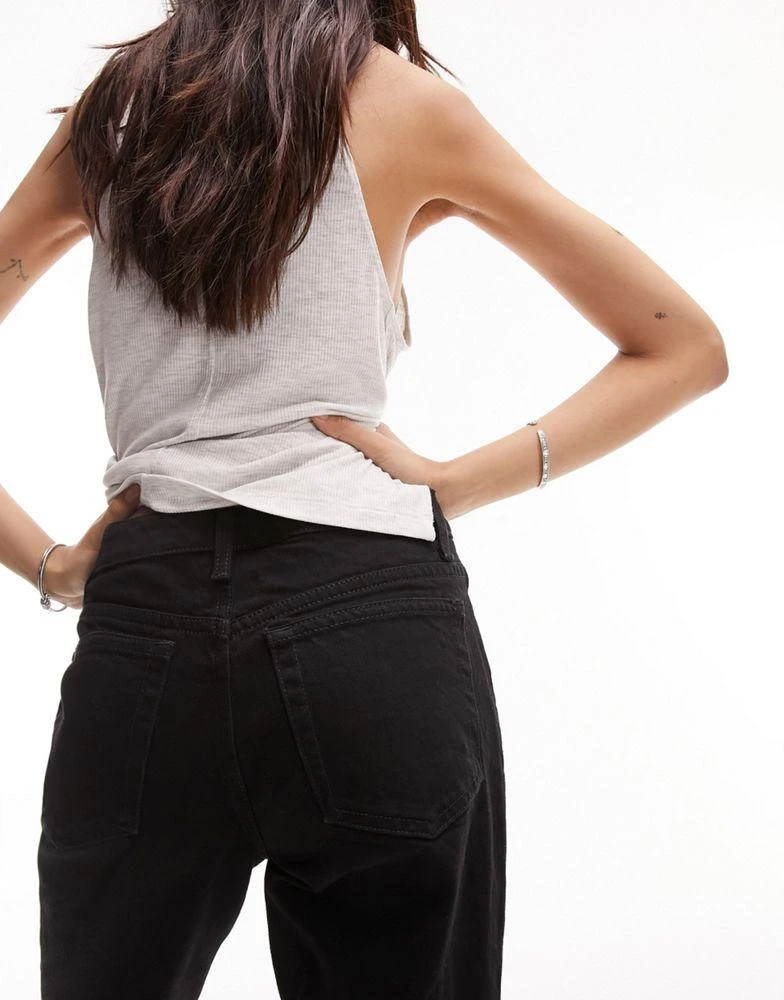 商品Topshop|Topshop cropped mid rise with raw hems straight jean in black,价格¥276,第4张图片详细描述