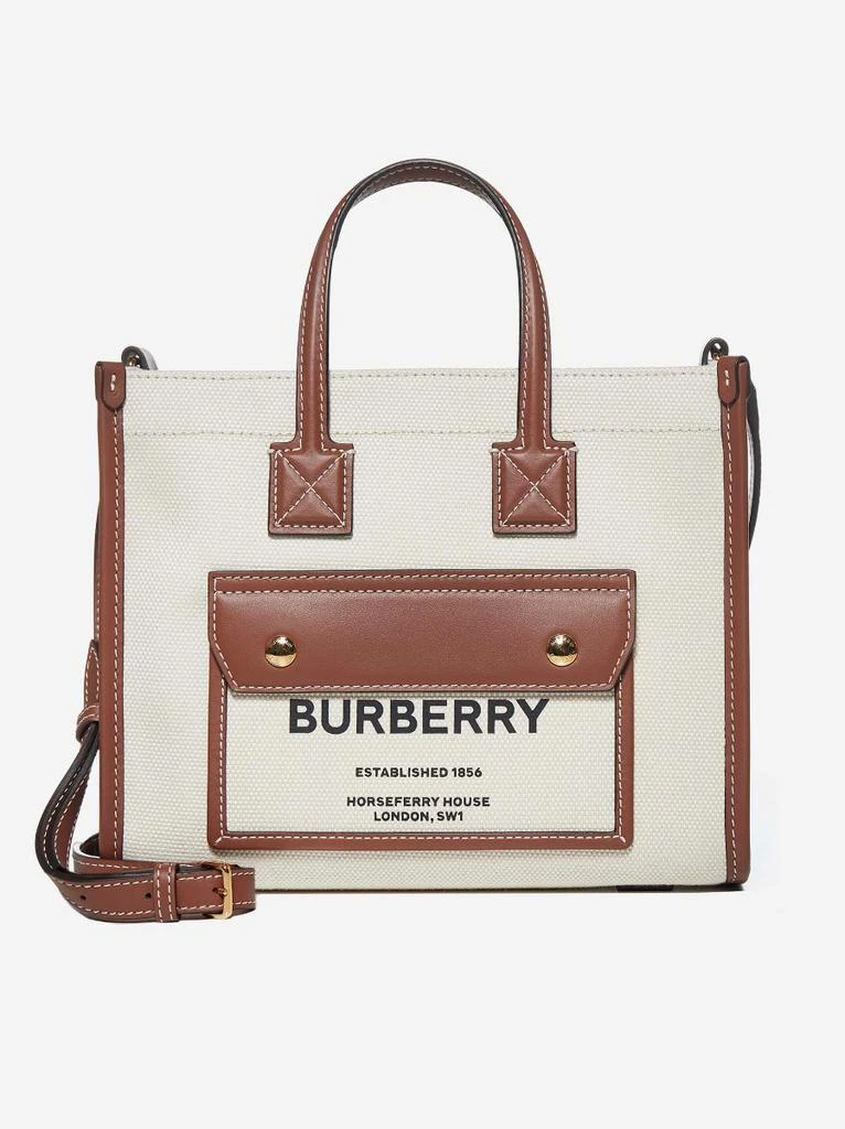 商品Burberry|Freya mini canvas and leather tote bag,价格¥9100,第1张图片