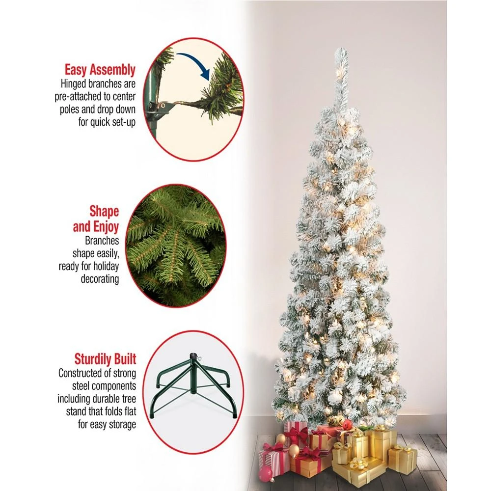 商品National Tree Company|First Traditions 4.5' Acacia Pencil Slim Flocked Tree with Clear Lights,价格¥927,第5张图片详细描述