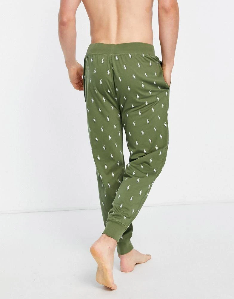 商品Ralph Lauren|Polo Ralph Lauren lounge joggers in olive green with all over pony logo,价格¥385,第2张图片详细描述