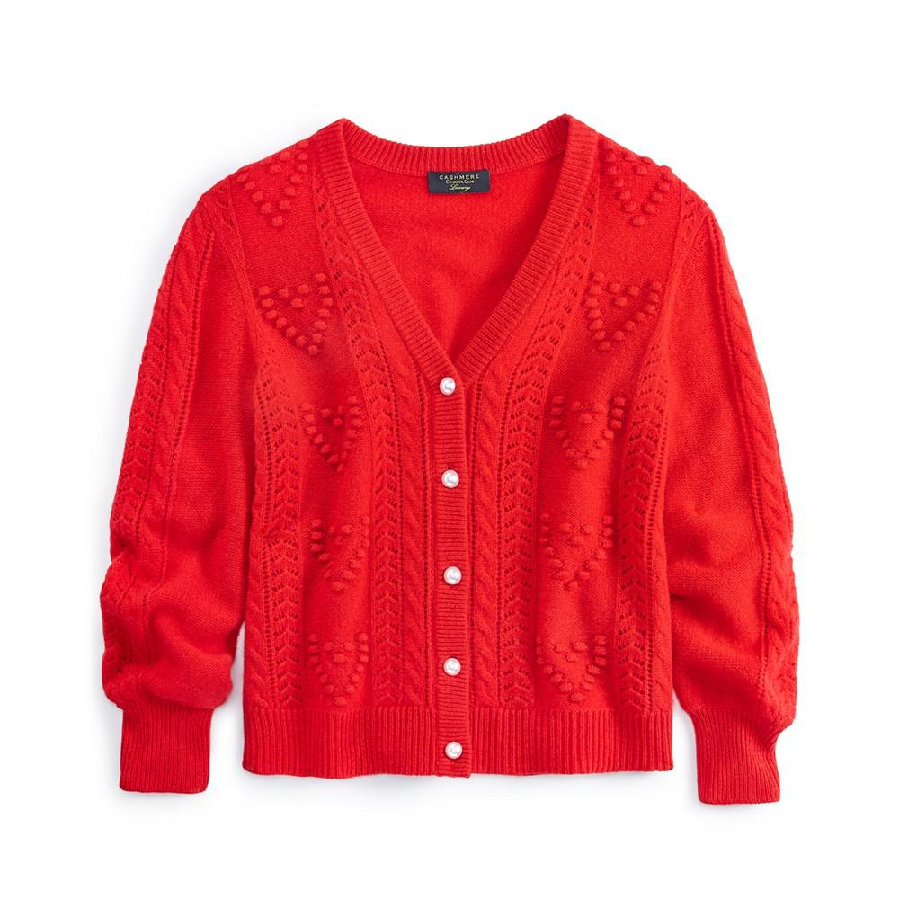 Women's 100% Cashmere Hearts Cardigan, Created for Macy's商品第4张图片规格展示