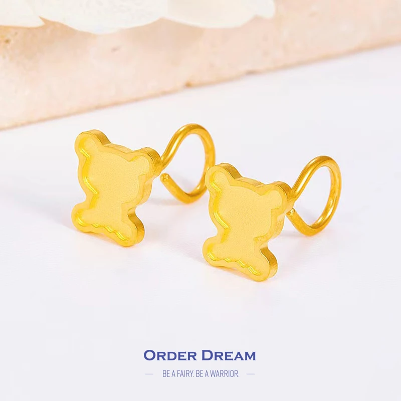 商品[国内直发] Order Dream|5G黄金小熊耳钉「黄金发货周期一周」,价格¥1503,第1张图片