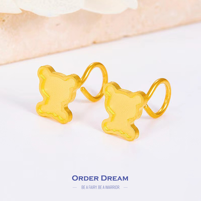 商品[国内直发] Order Dream|5G黄金小熊耳钉「黄金发货周期一周」,价格¥1458,第1张图片