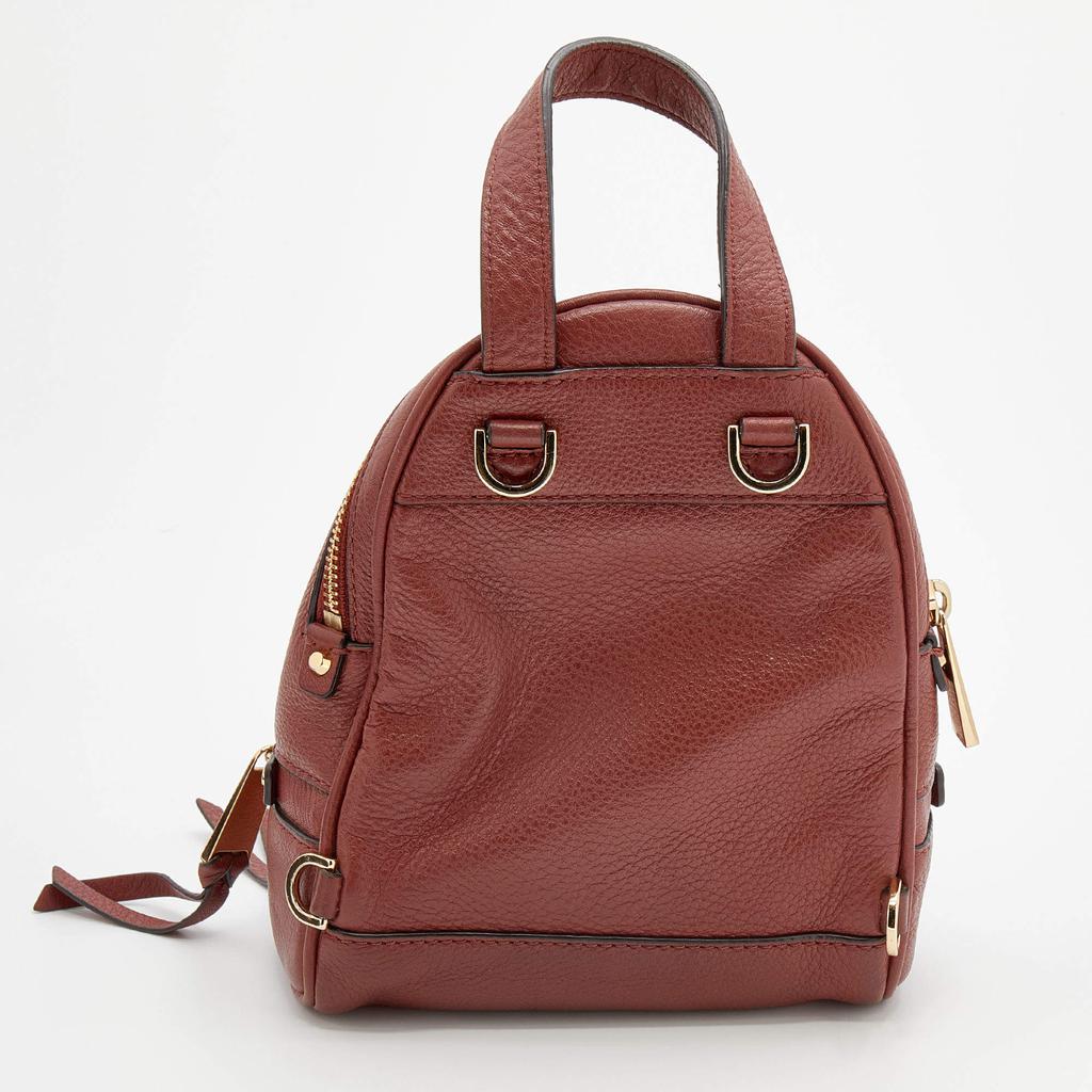 Michael Kors Brown Leather Rhea Zip Backpack商品第4张图片规格展示