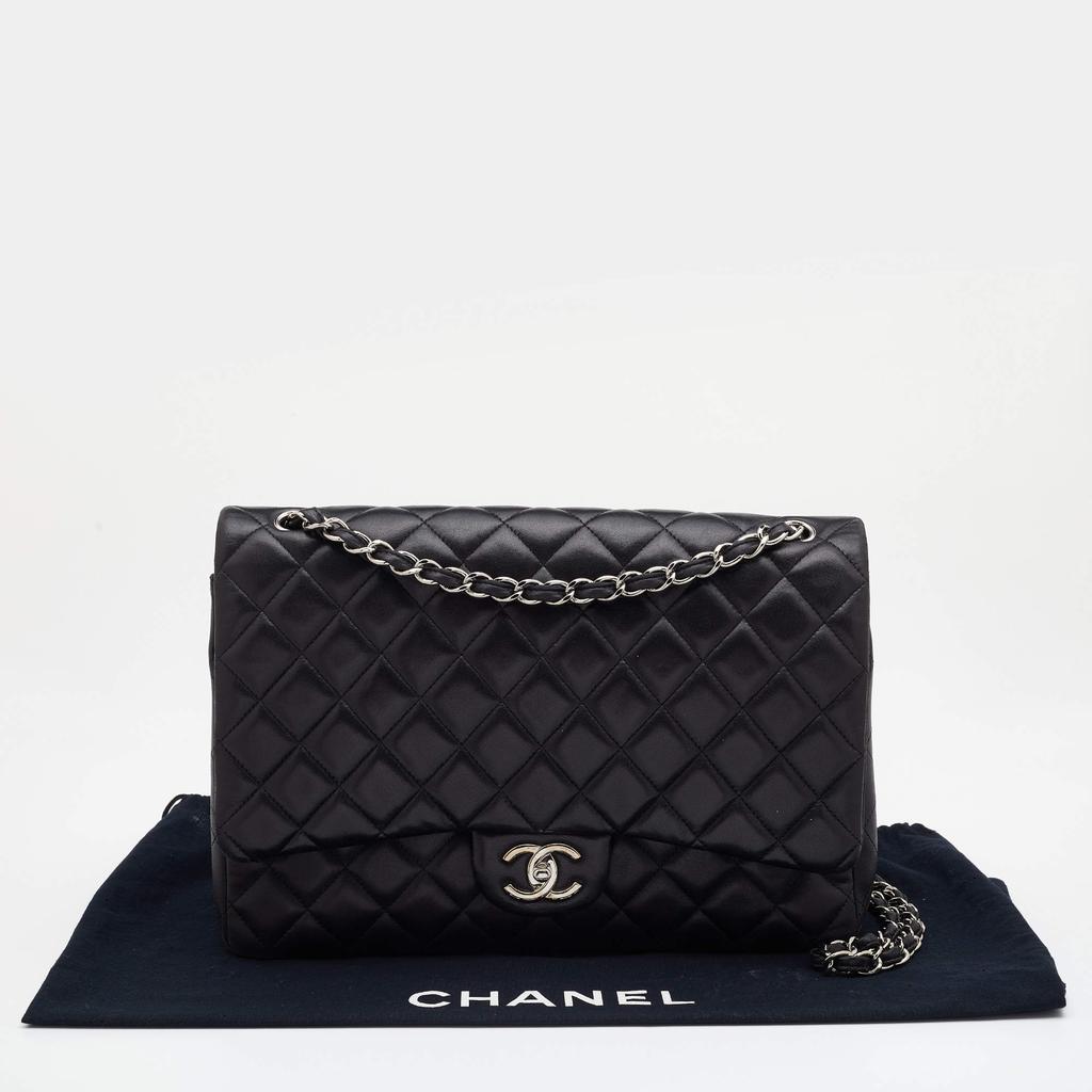 Chanel Black Quilted Leather Maxi Classic Double Flap Bag商品第10张图片规格展示