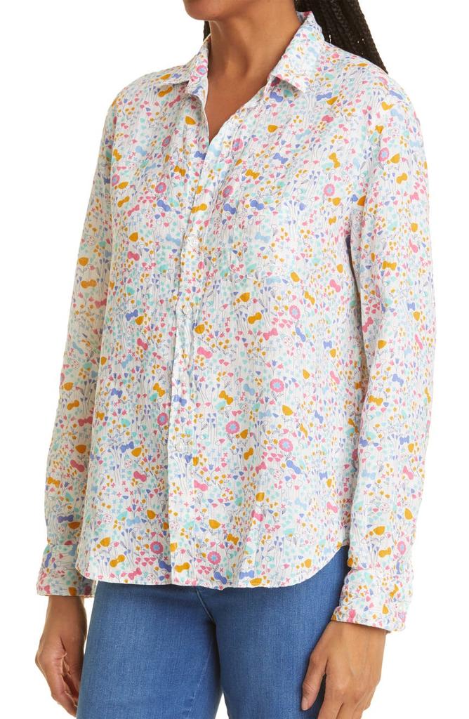 Floral Print Linen Button-Up Shirt商品第4张图片规格展示