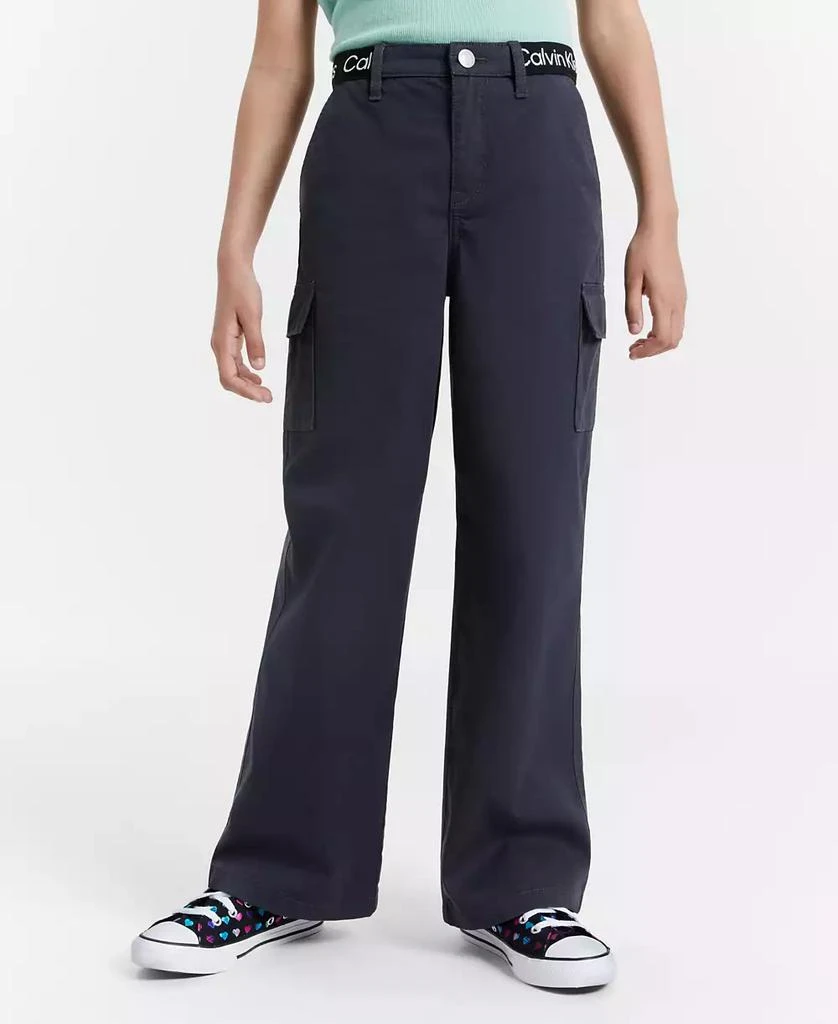 商品Calvin Klein|Big Girls Wide-Leg Twill Cargo Pants,价格¥212,第1张图片