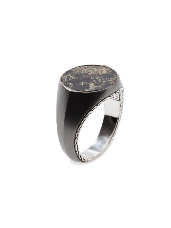 商品John Hardy|Classic Chain Rhodium Plated Sterling Silver & Apache Gold Signet Ring,价格¥3125,第3张图片详细描述