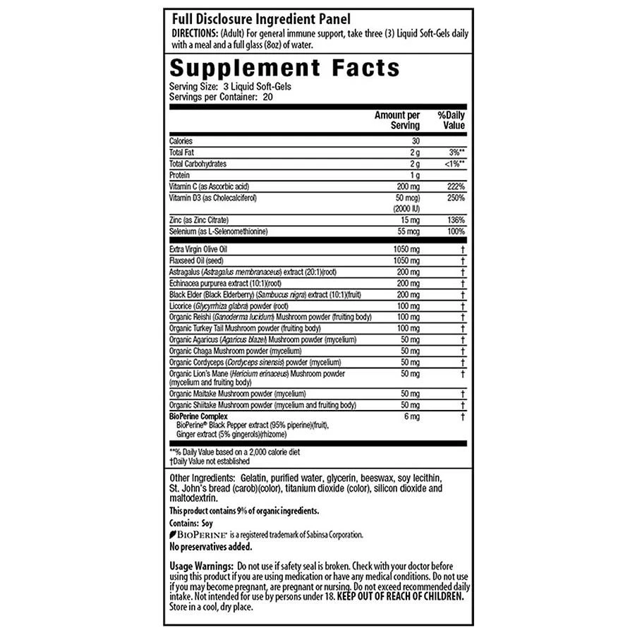 商品Irwin Naturals|Defense Mushroom-8 Immune Support,价格¥119,第2张图片详细描述
