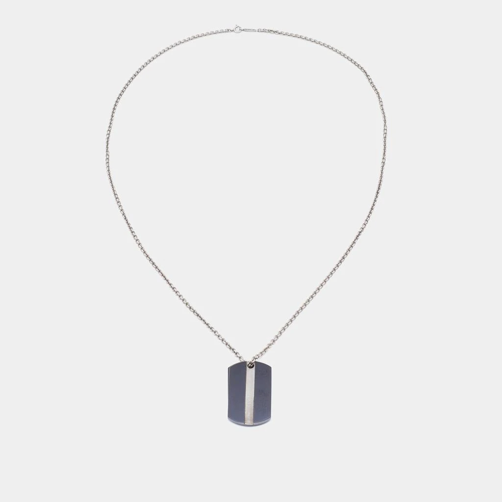 商品[二手商品] Tiffany & Co.|Tiffany & Co. Sterling Silver Midnight Titanium Double Tags Pendant Necklace,价格¥1516,第2张图片详细描述