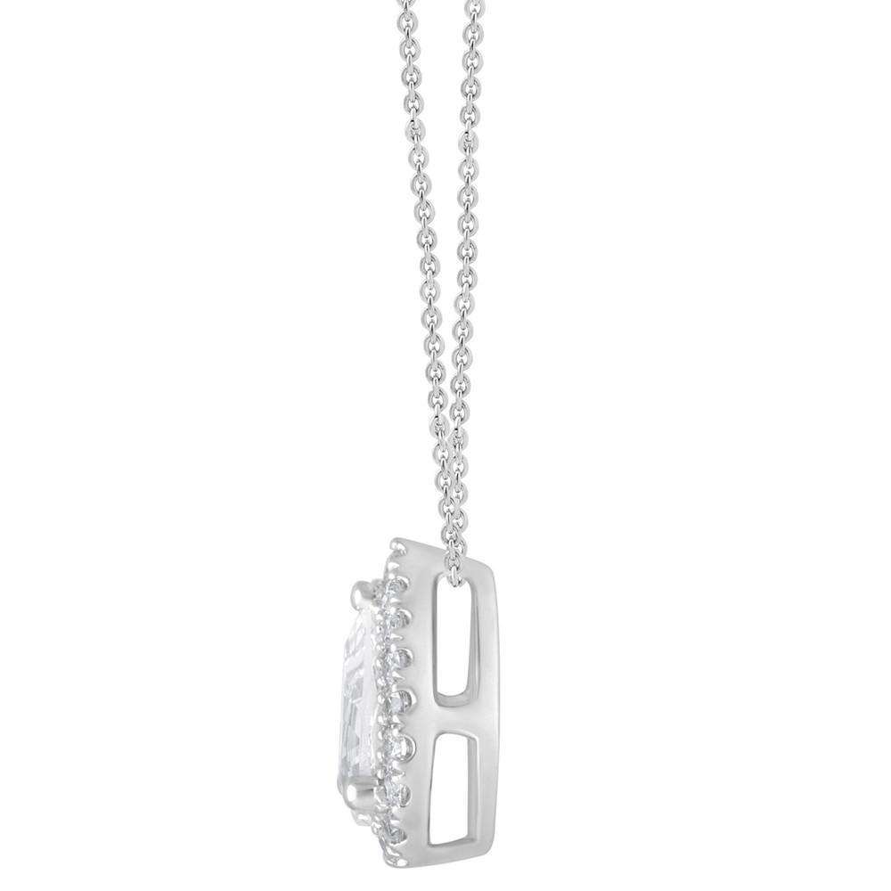 商品Badgley Mischka|Lab Grown Diamond Pear & Round Halo 18" Pendant Necklace (1-1/5 ct. t.w.) in 14k White Gold,价格¥37358,第5张图片详细描述