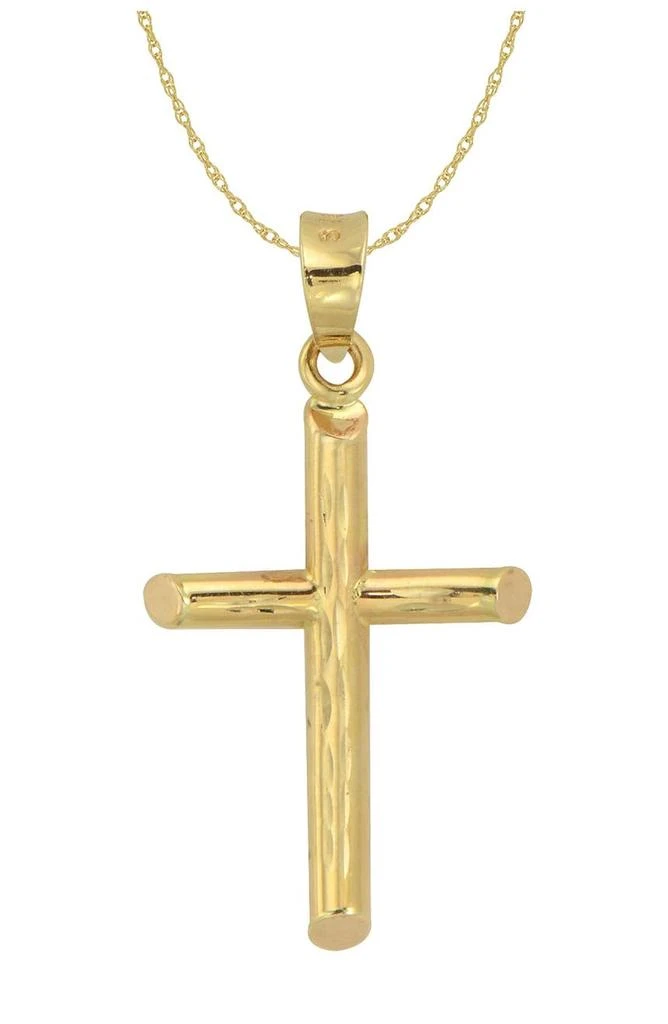 商品CANDELA JEWELRY|14K Yellow Gold Textured Cross Pendant Necklace,价格¥1230,第1张图片