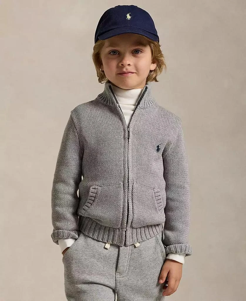 商品Ralph Lauren|Toddler and Little Boys Cotton Full-Zip Sweater,价格¥629,第1张图片