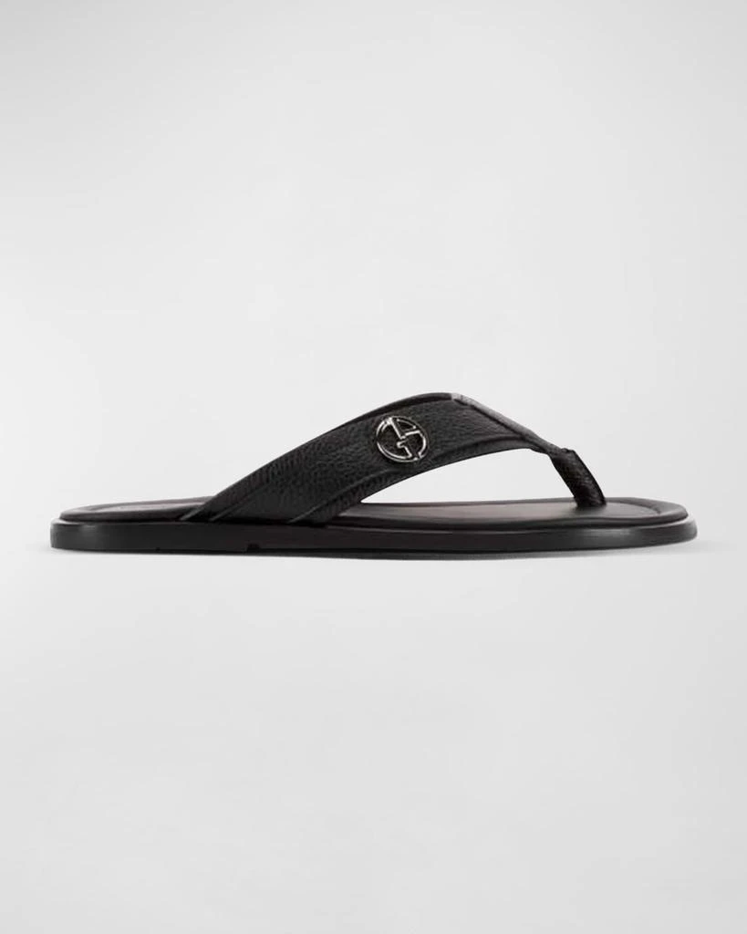 商品Giorgio Armani|Men's Logo Leather Thong Sandals,价格¥4441,第1张图片