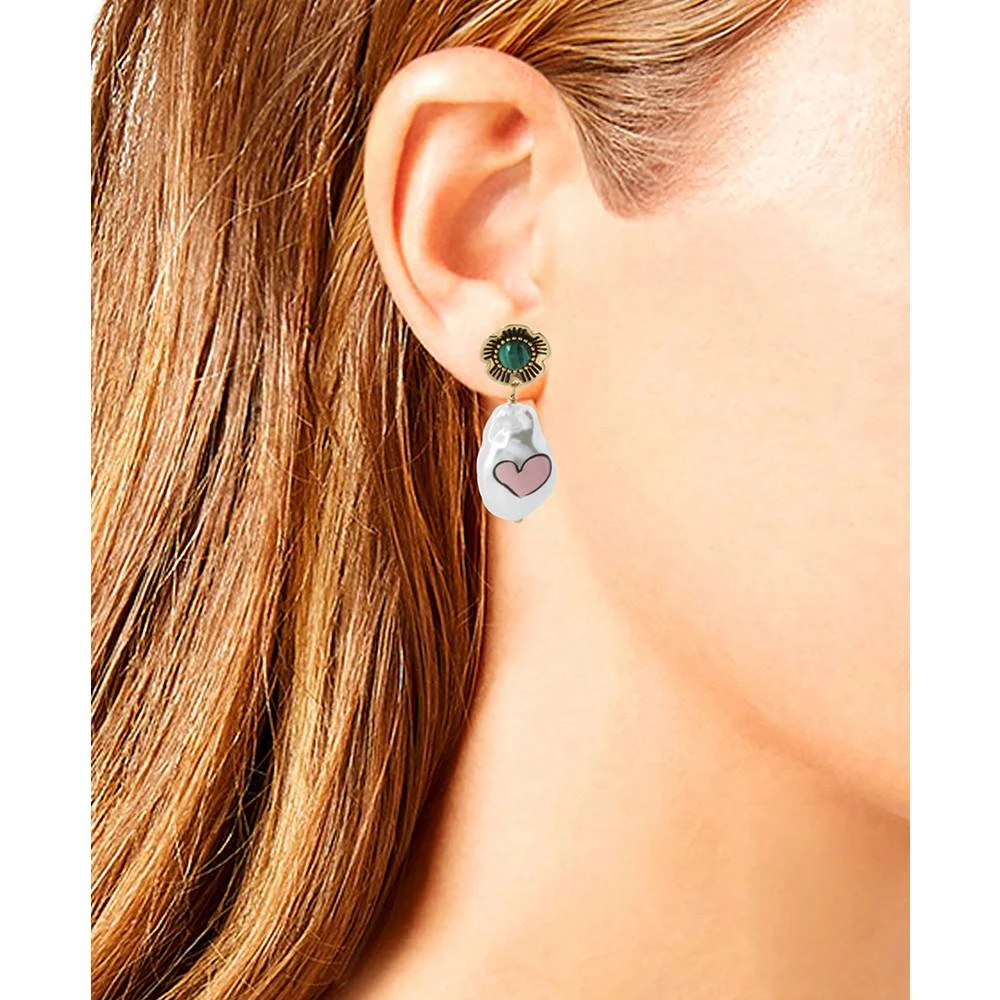 商品Coach|Gold-Tone Gemstone & Painted Imitation Pearl Mismatch Drop Earrings,价格¥714,第4张图片详细描述