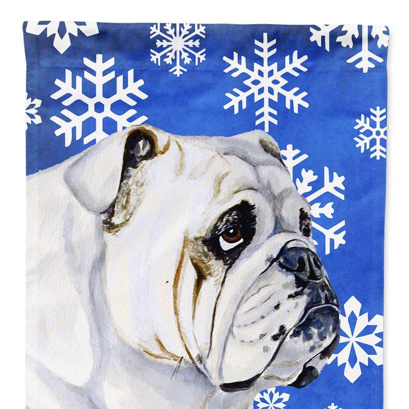 商品Caroline's Treasures|Bulldog English Winter Snowflakes Holiday Garden Flag 2-Sided 2-Ply,价格¥136,第1张图片