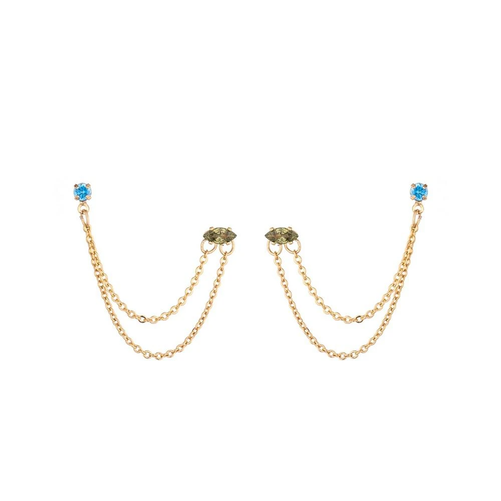 商品Ettika Jewelry|Peridot and Sapphire Cubic Zirconia Double Post Earrings,价格¥298,第1张图片