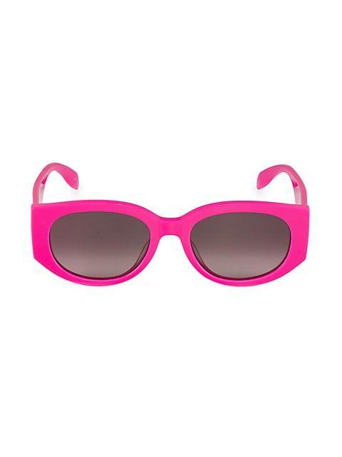 商品Alexander McQueen|Graffiti 54MM Rectangular Acetate Sunglasses,价格¥2239,第1张图片