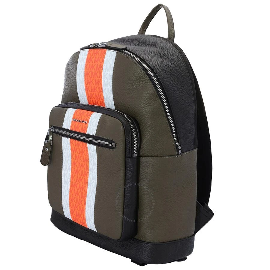 商品Michael Kors|Neon Orange Men's Hudson Pebbled Leather And Logo Stripe Backpack,价格¥1845,第3张图片详细描述