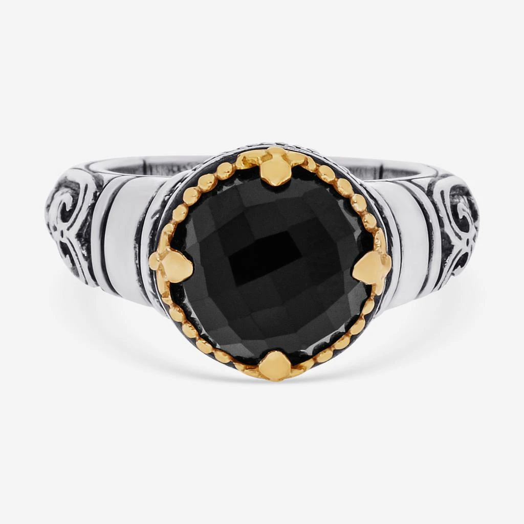 商品Konstantino|Konstantino Calypso Sterling Silver and 18K Yellow Gold, Onyx Statement Ring DKJ846-120 S7,价格¥1912,第1张图片