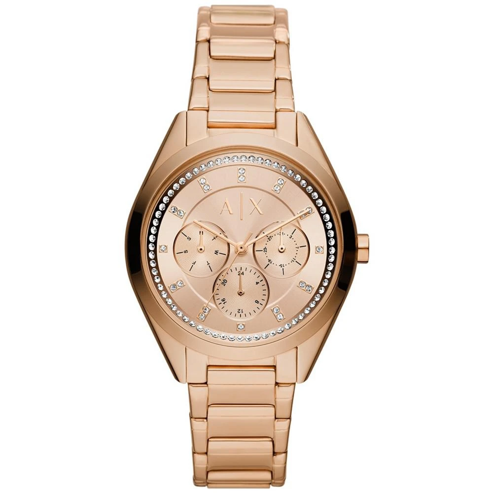 商品Armani Exchange|Women's Multifunction Rose Gold-Tone Stainless Steel Bracelet Watch,价格¥1572,第1张图片