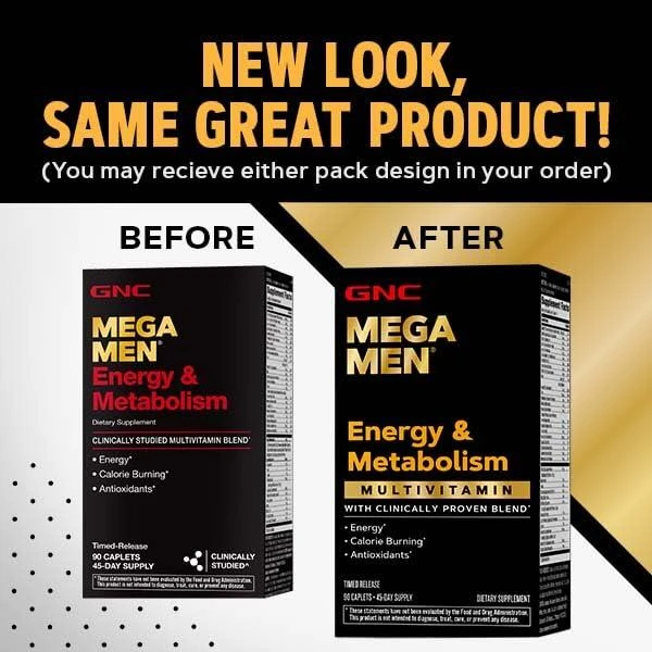 商品GNC|GNC Mega Men Energy & Metabolism Multivitamin | Increased Energy, Metabolism and Calorie Burning | 90 Count,价格¥168,第4张图片详细描述