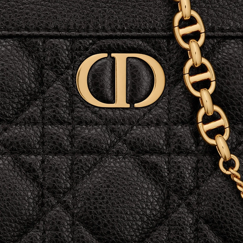 【预售3-7天】DIOR/迪奥 CARO系列 女士黑色柔软牛皮革藤格纹细长款单肩斜挎链条手拿包S5106UWHC_M900 商品