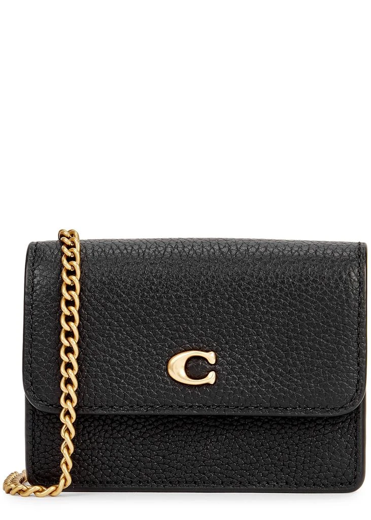 商品Coach|Black grained leather wallet-on-chain,价格¥812,第1张图片