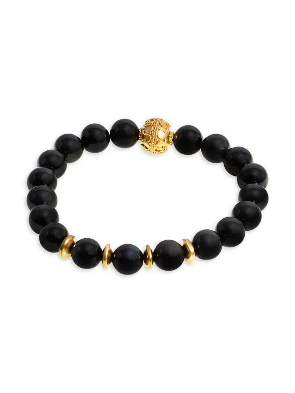 商品Jean Claude|24K Gold Vermeil & Obsidian Beaded Bracelet,价格¥495,第4张图片详细描述